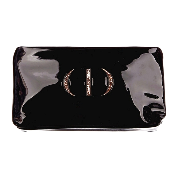 EUC Christian Dior Montaigne Patent Leather Clutch Black/Gold Glitter OS - Picture 1 of 5